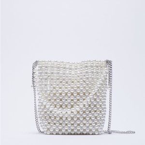 Zara pearl mini bucket bag